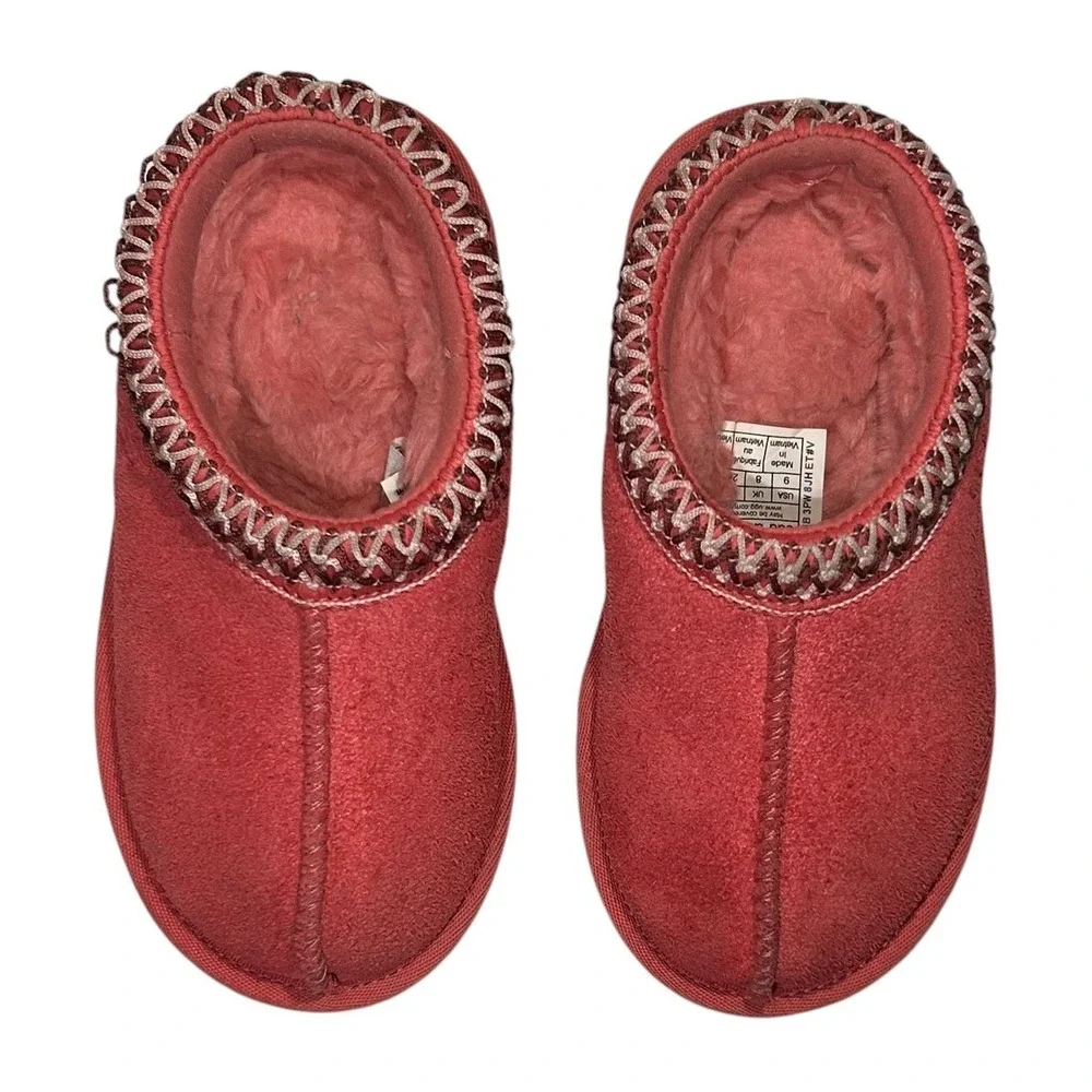 UGG Tasman Pink Suede Kids Slippers Size 9 Toddler 1019066T